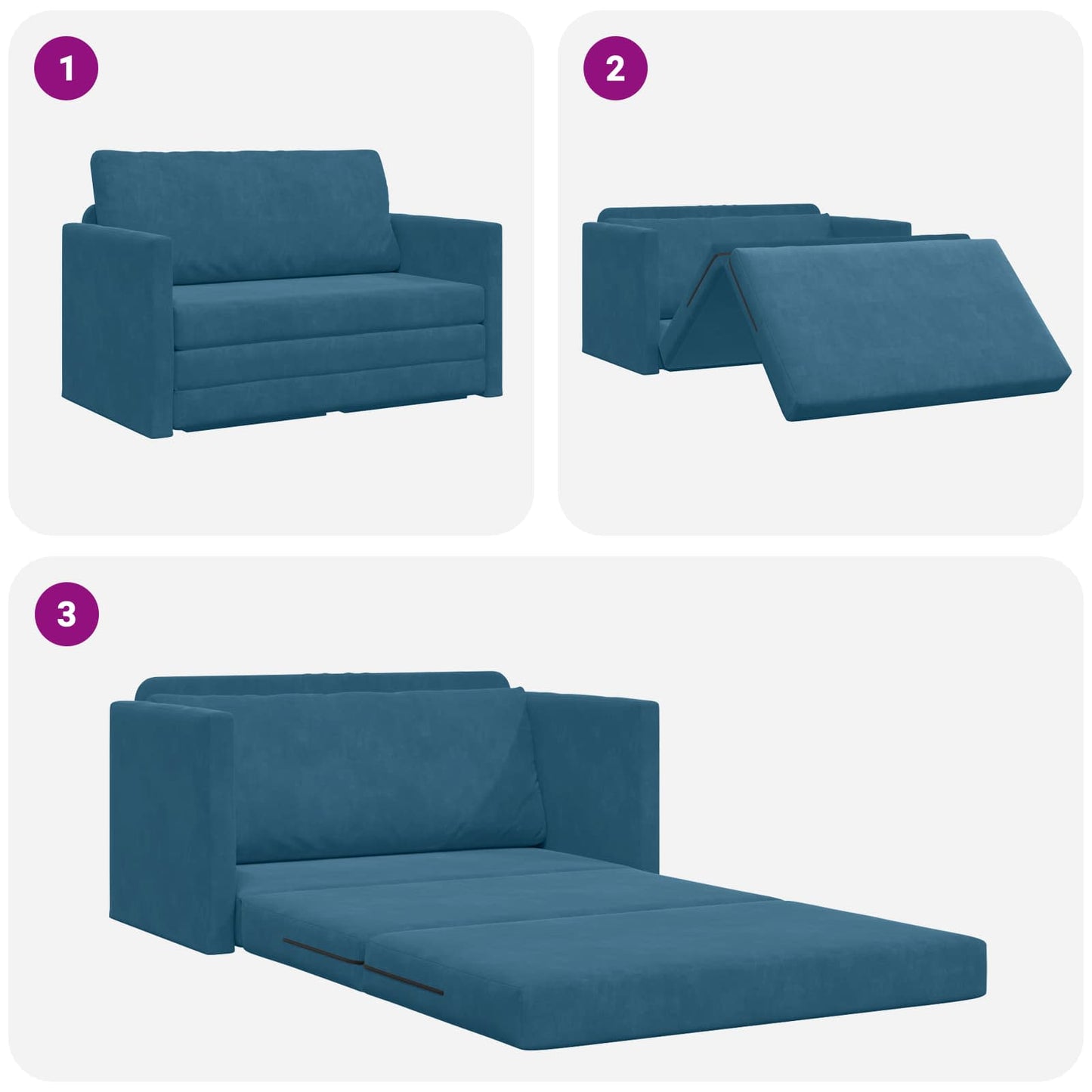 Divano letto Blu 124 x 71 x 78 cm Velluto