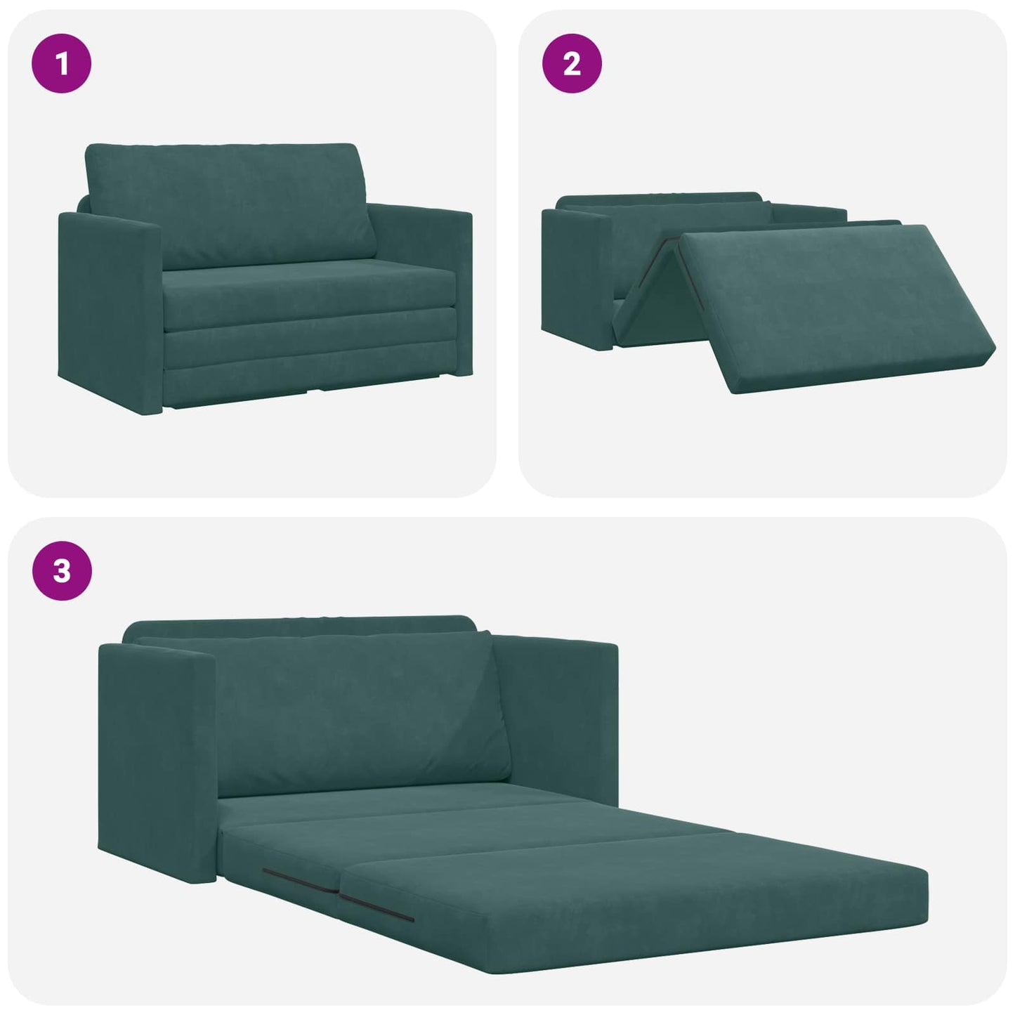 Divano letto Verde Scuro 124 x 71 x 78 cm Velluto