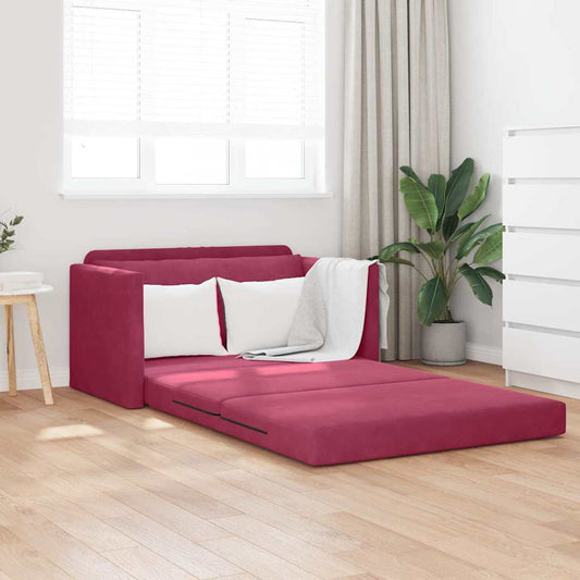 Divano letto 110cm Rosso Vino Velluto