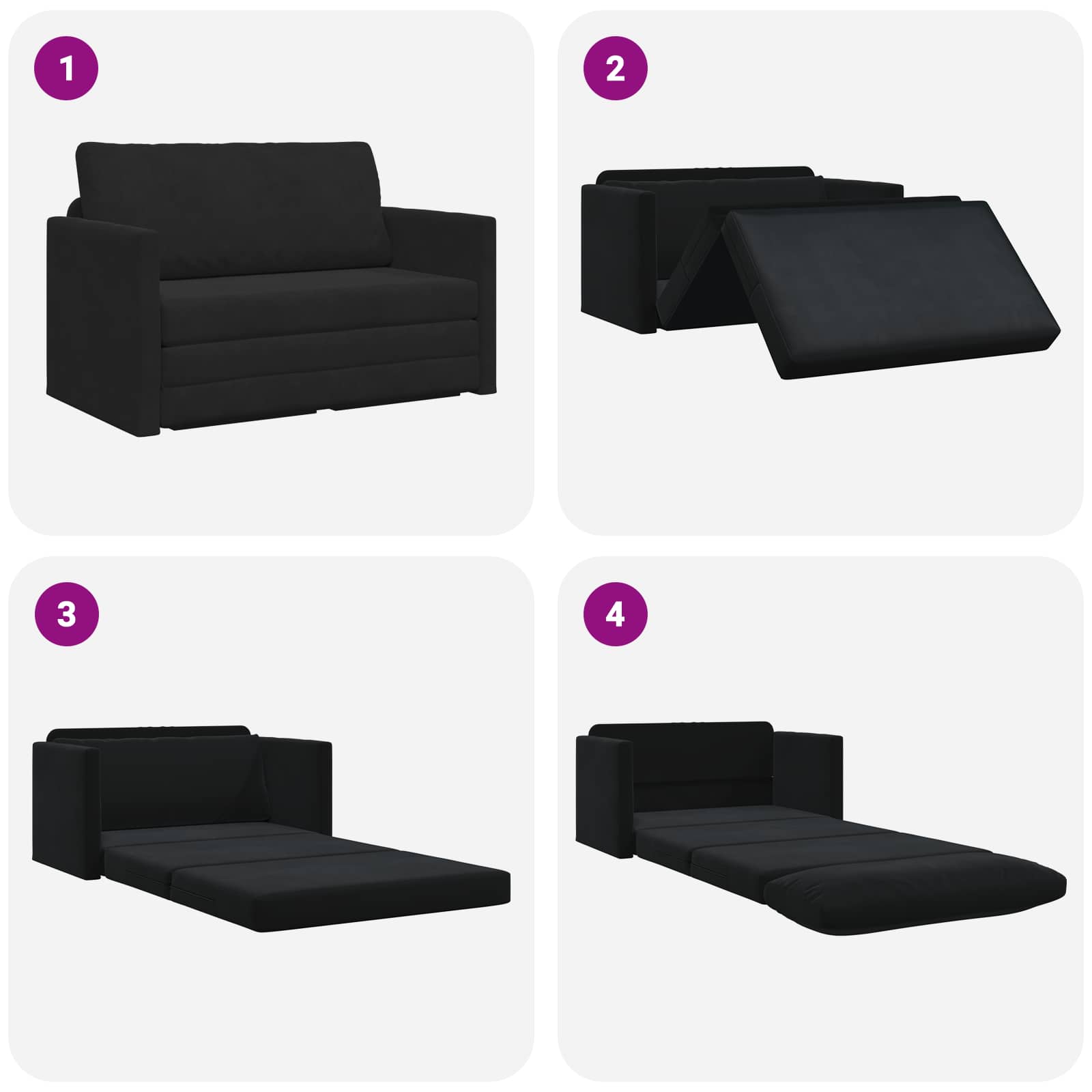 Divano letto Nero 124 x 71 x 78 cm Velluto | homemem39