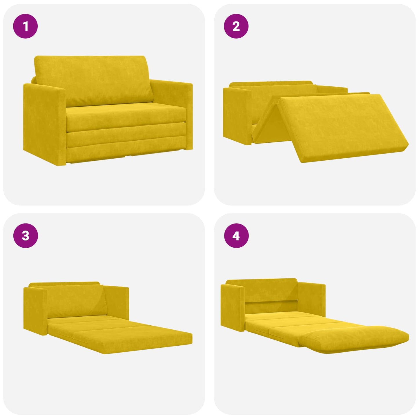 Divano letto Giallo girasole 124 x 71 x 78 cm Velluto