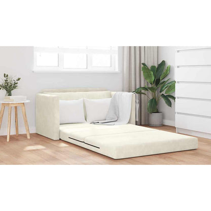 Divano letto Crema 124 x 204 x 61 cm Velluto