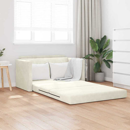 Divano letto Crema 124 x 204 x 61 cm Velluto