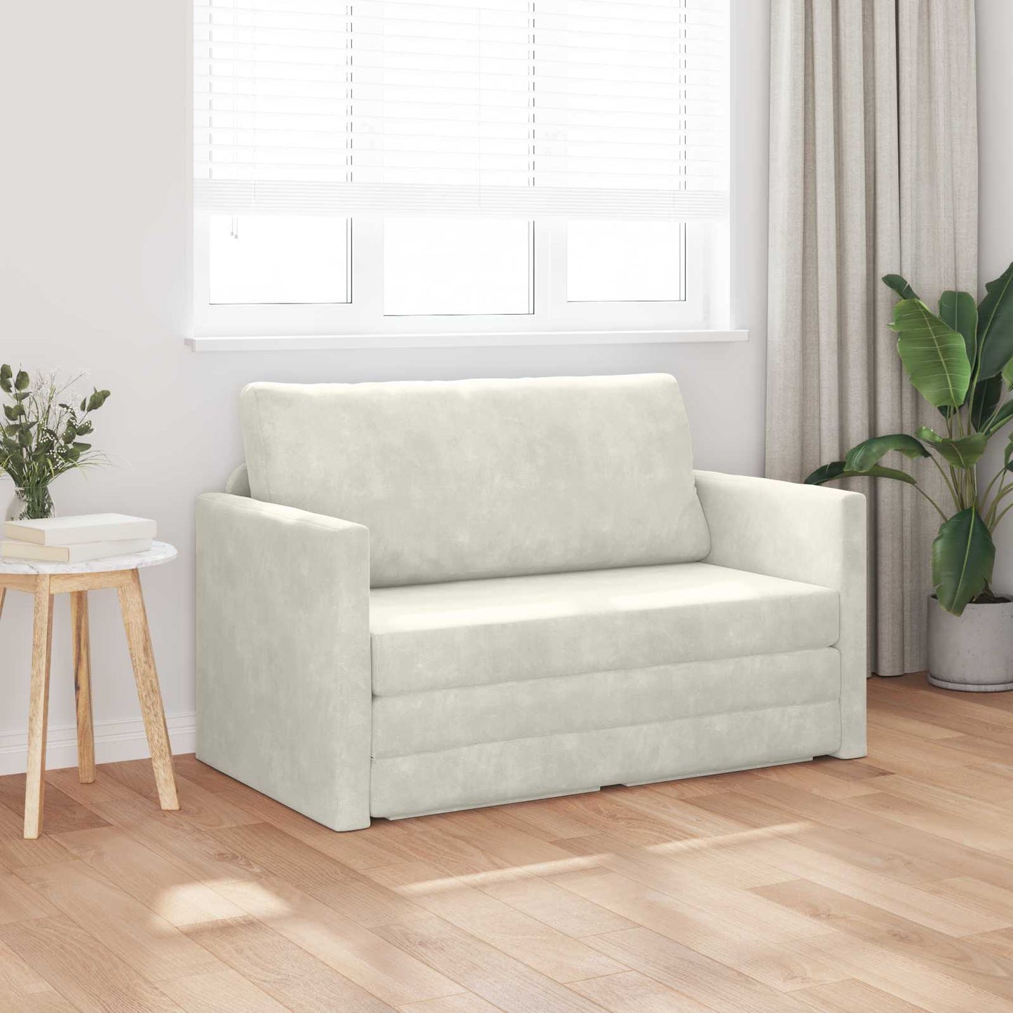Divano letto Crema 124 x 71 x 78 cm Velluto