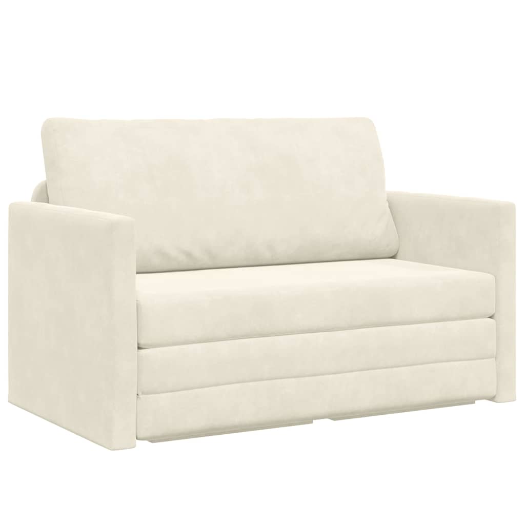 Divano letto Crema 124 x 204 x 61 cm Velluto
