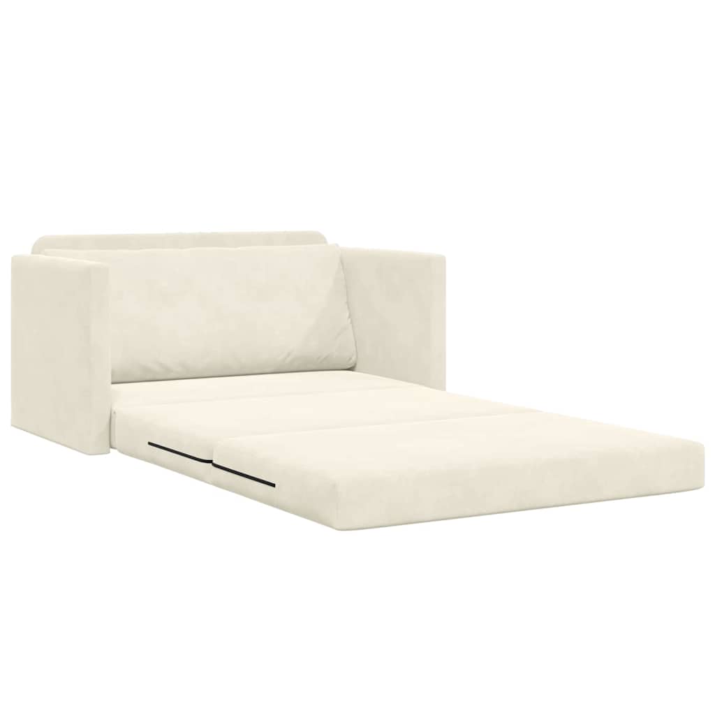 Divano letto Crema 124 x 204 x 61 cm Velluto