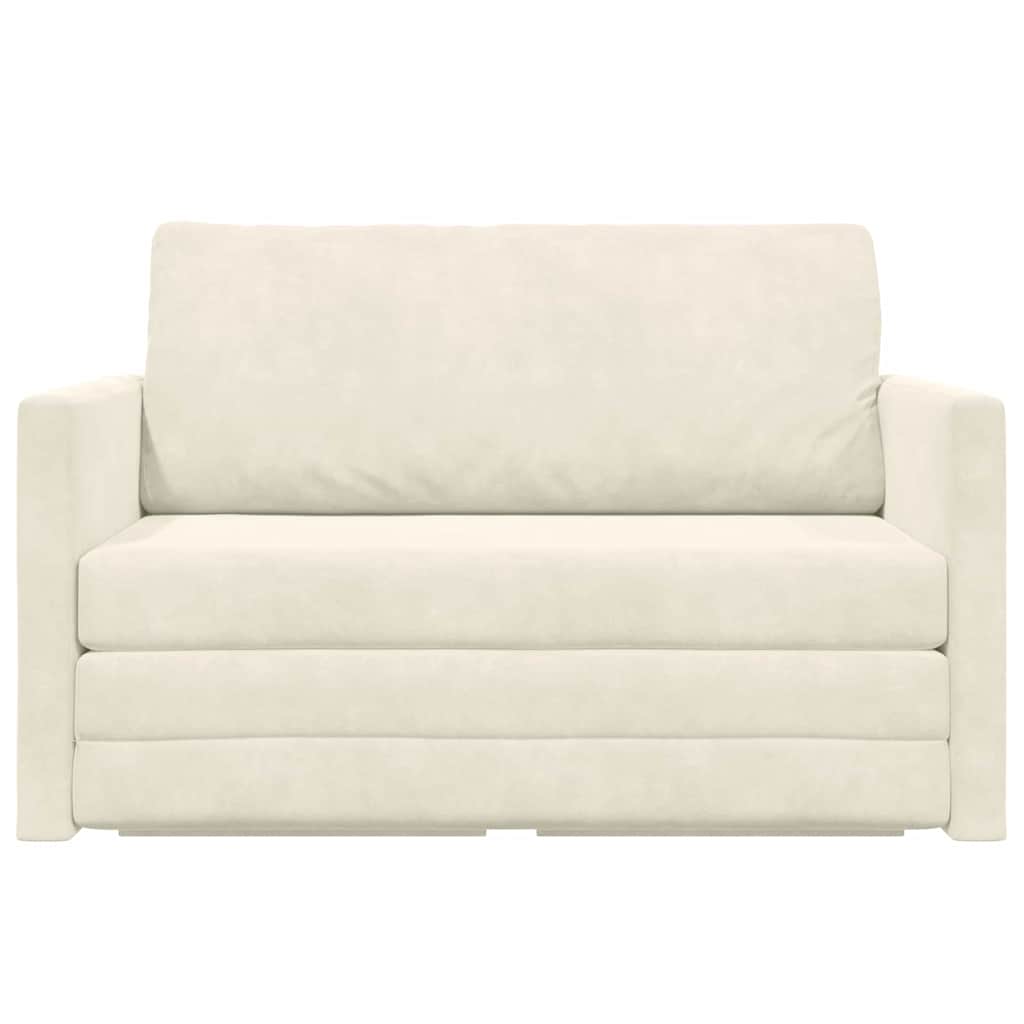 Divano letto Crema 124 x 204 x 61 cm Velluto