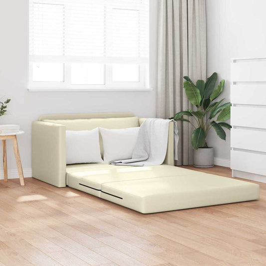 Divano letto 110cm Crema Pelle Artificiale