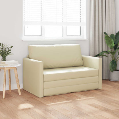 Divano letto Crema 124 x 71 x 78 cm Pelle Artificiale