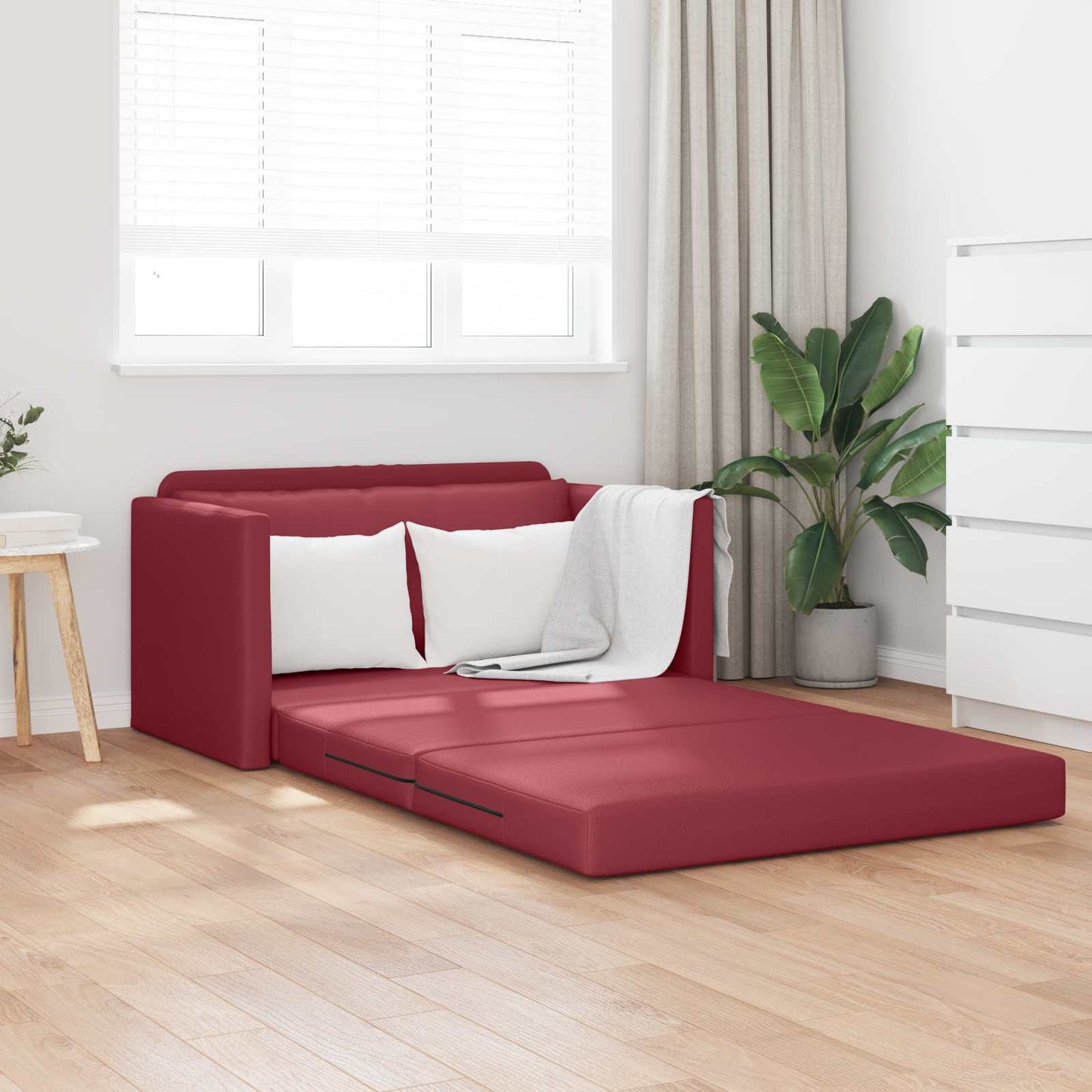 Divano letto Rosso Vino 124 x 71 x 78 cm Pelle Artificiale