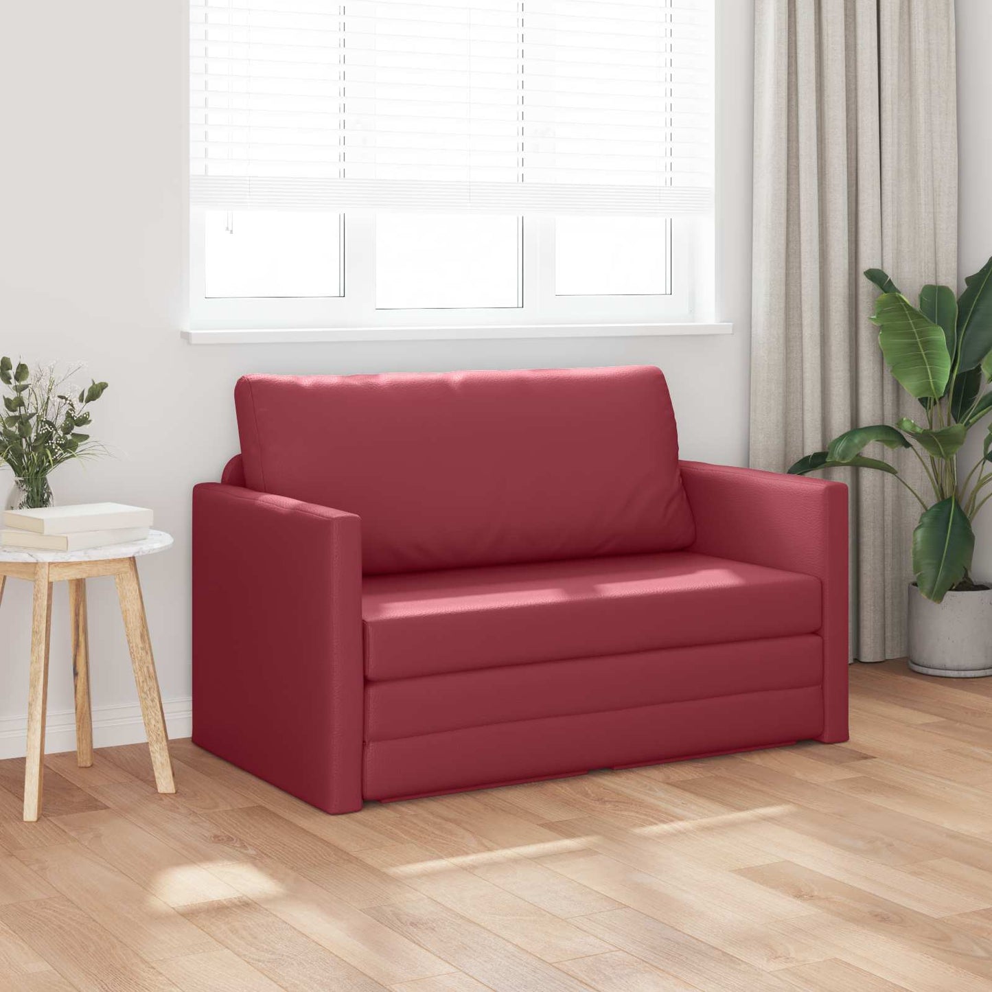 Divano letto Rosso Vino 124 x 71 x 78 cm Pelle Artificiale