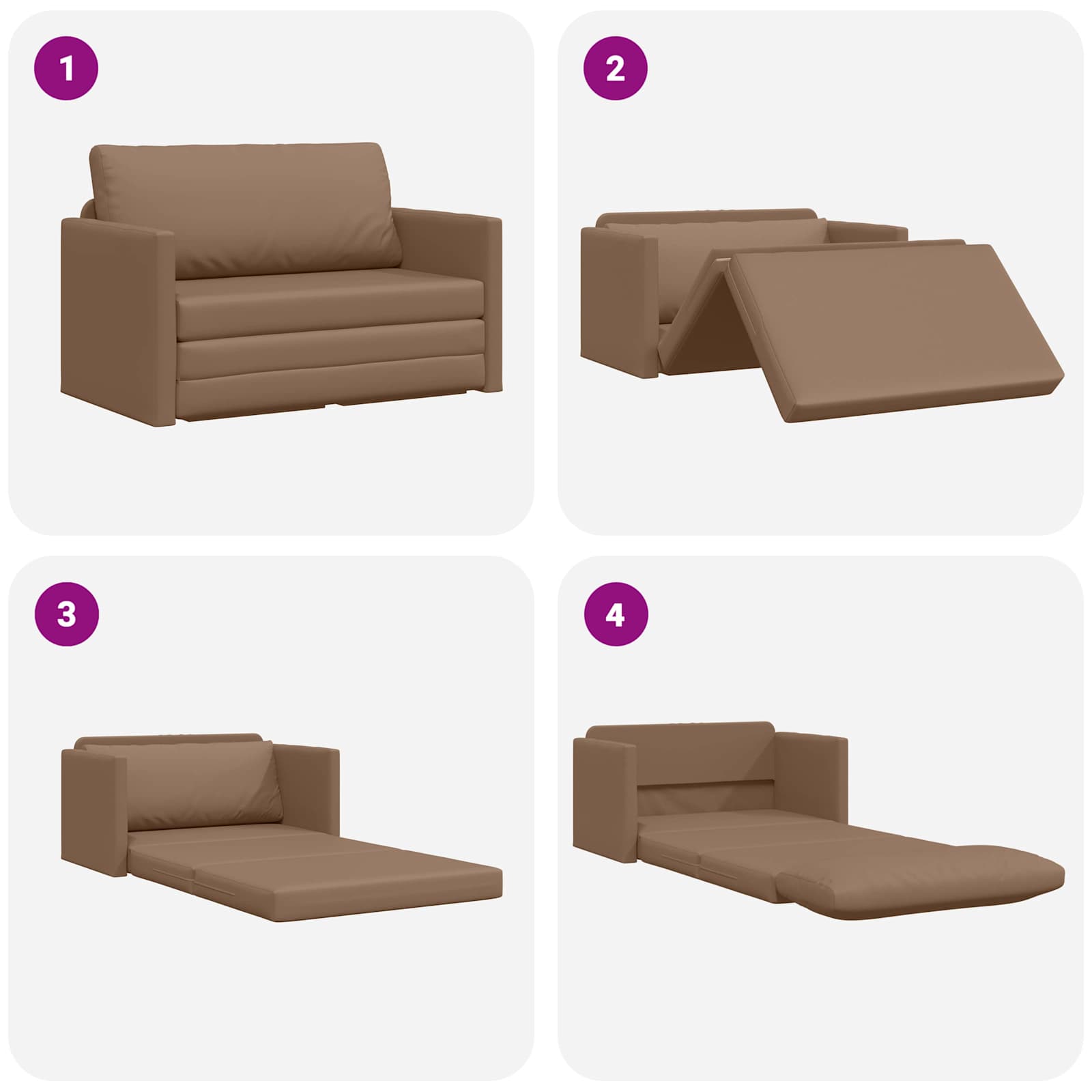 Divano letto Cappuccino 124 x 71 x 78 cm Pelle Artificiale | homemem39