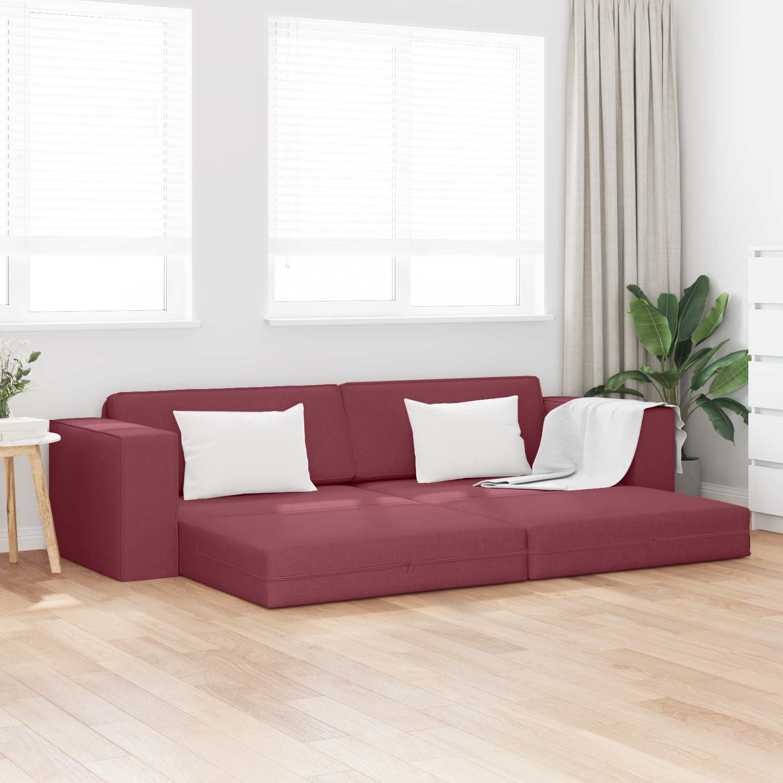 Divano letto Rosso Vino 245 x 78 x 77 cm Tessuto | homemem39