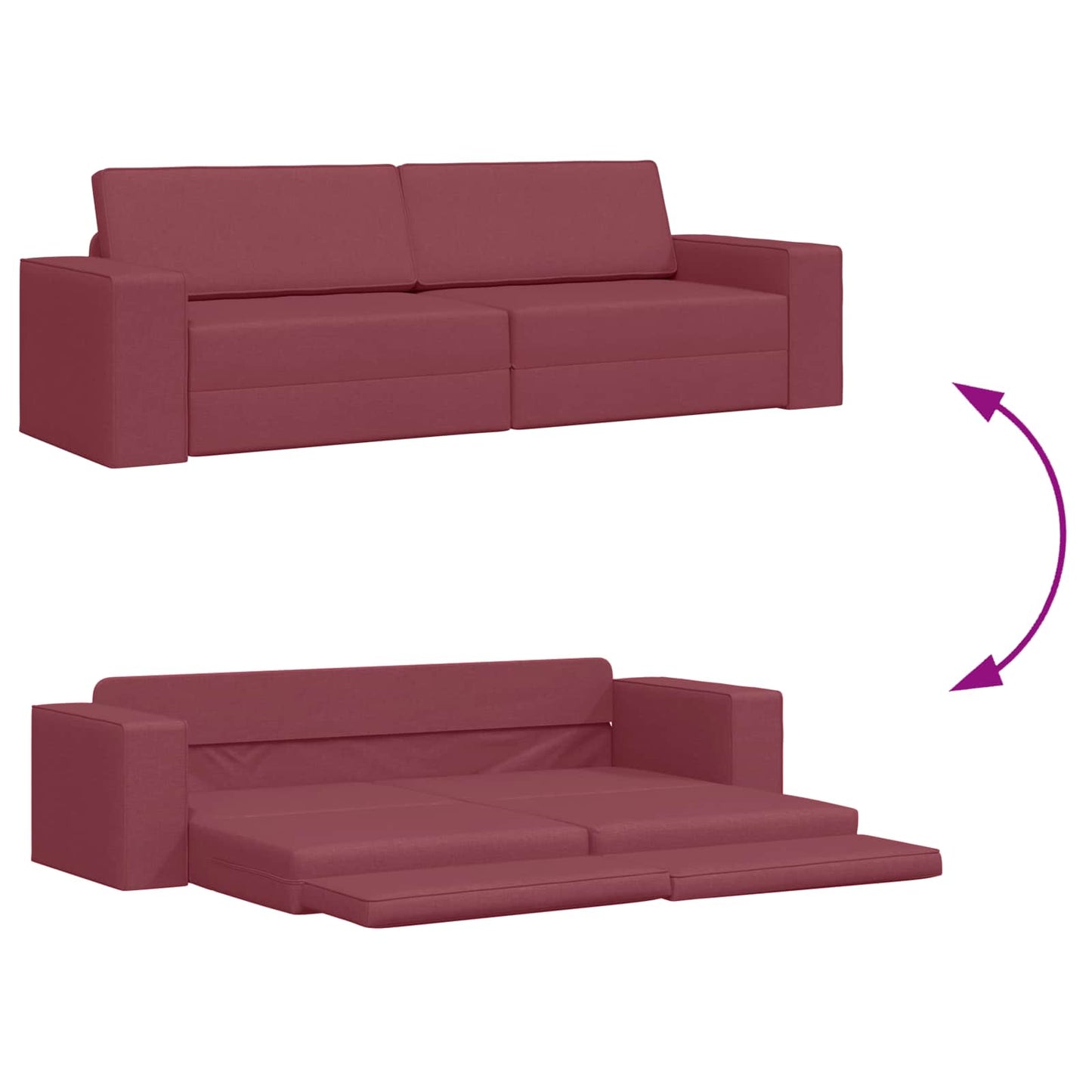 Divano letto Rosso Vino 245 x 78 x 77 cm Tessuto