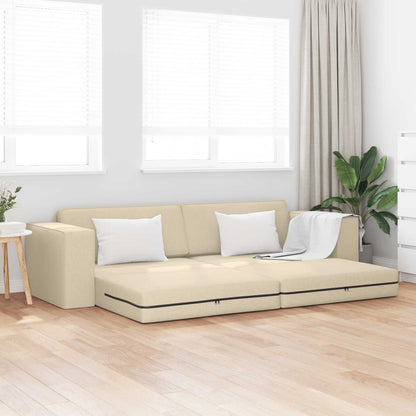 Divano letto Crema 245 x 78 x 77 cm Tessuto