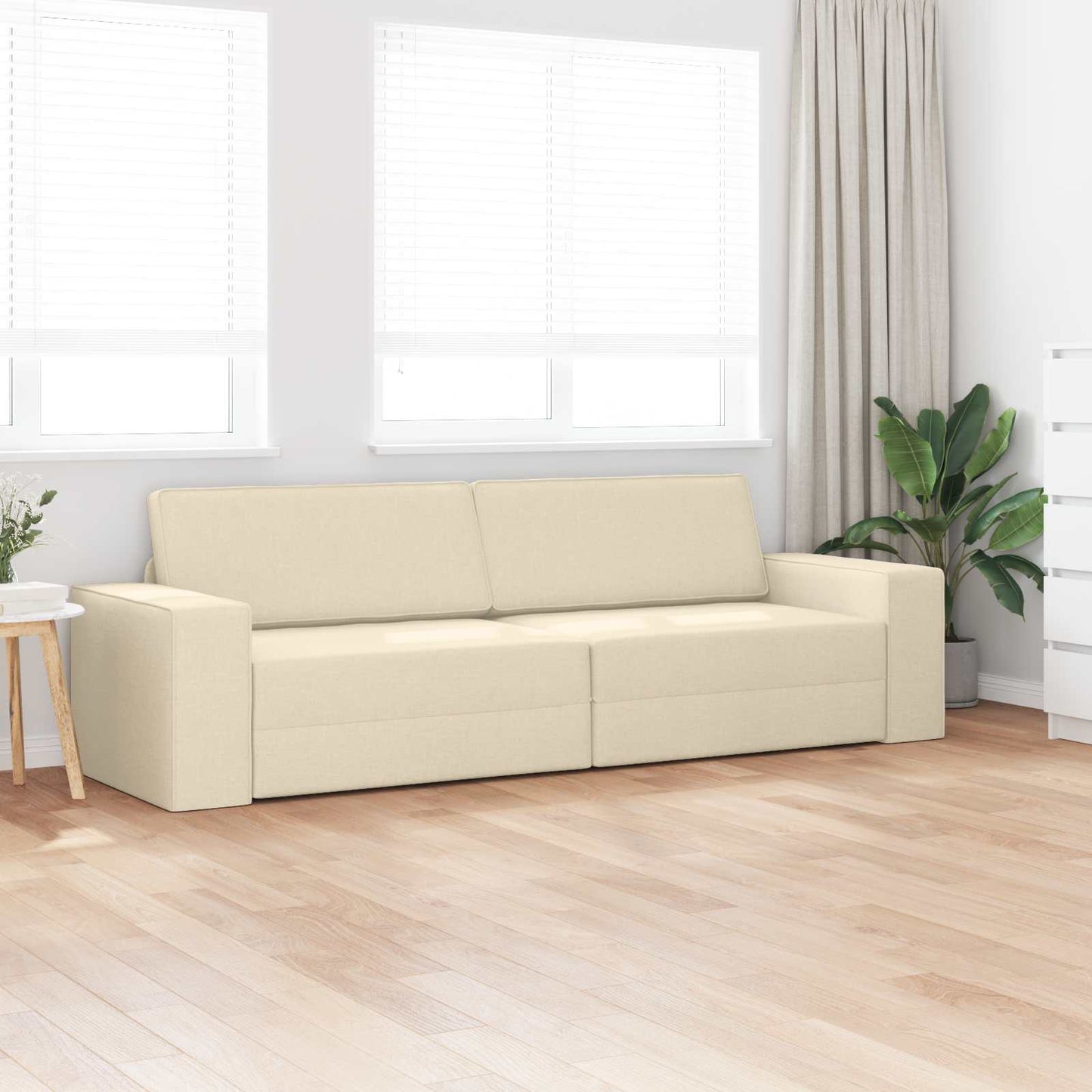Divano letto Crema 245 x 78 x 77 cm Tessuto