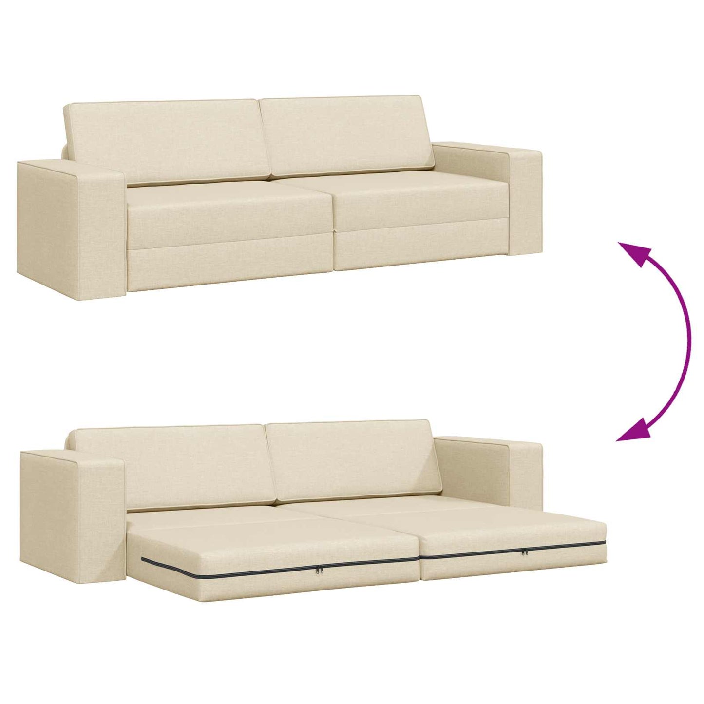 Divano letto Crema 245 x 78 x 77 cm Tessuto | homemem39