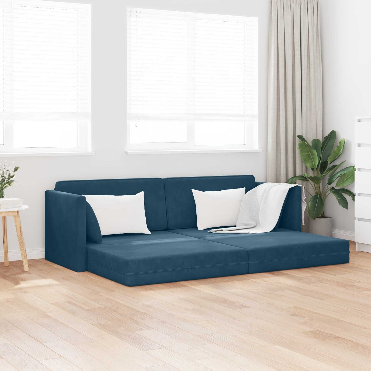 Divano-letto da pavimento Blu 213 x 70 x 77 cm Velluto | homemem39