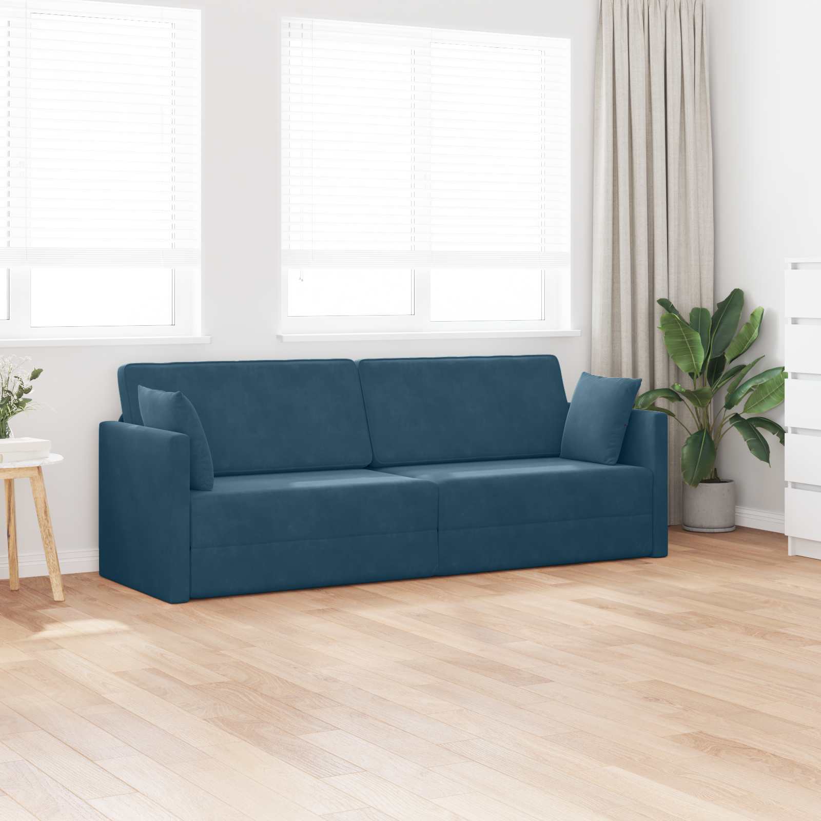 Divano-letto da pavimento Blu 213 x 70 x 77 cm Velluto | homemem39