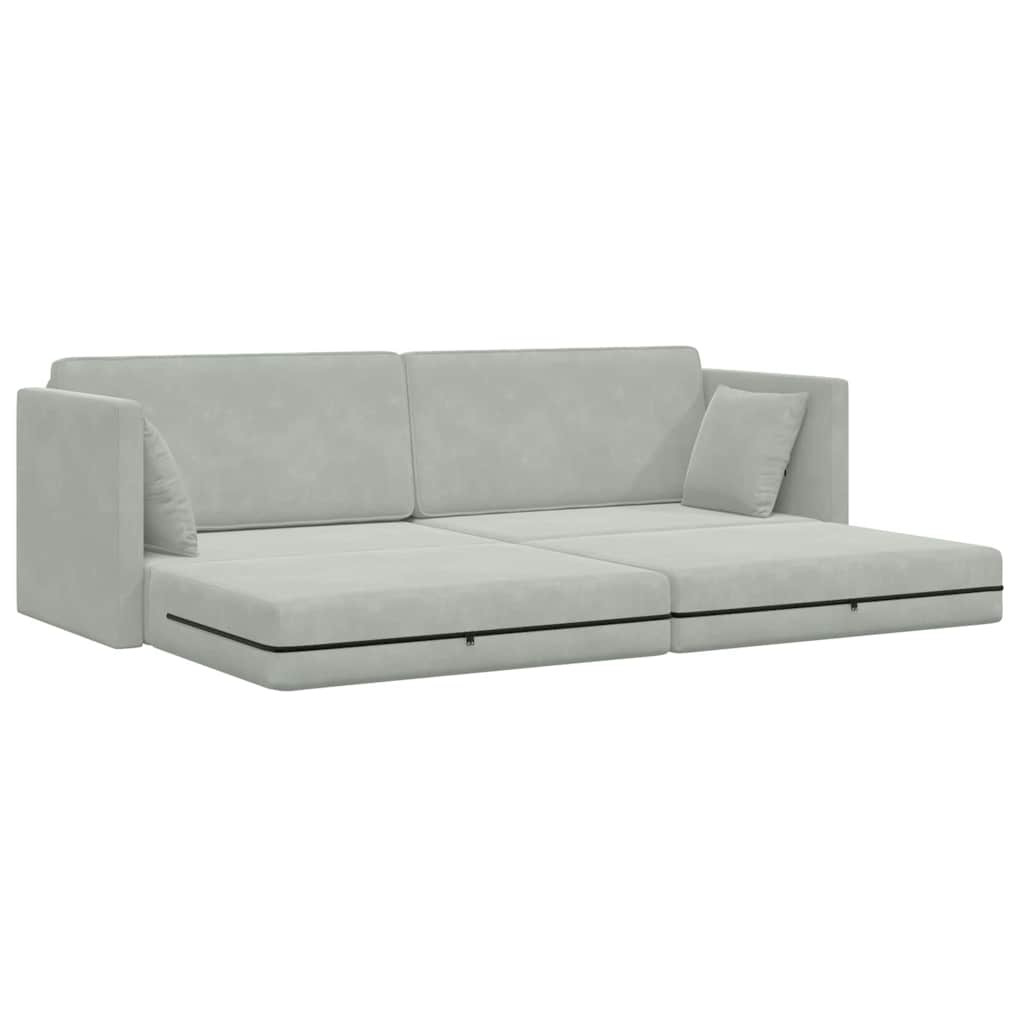Divano letto Grigio chiaro 213 x 70 x 77 cm Velluto - homemem39
