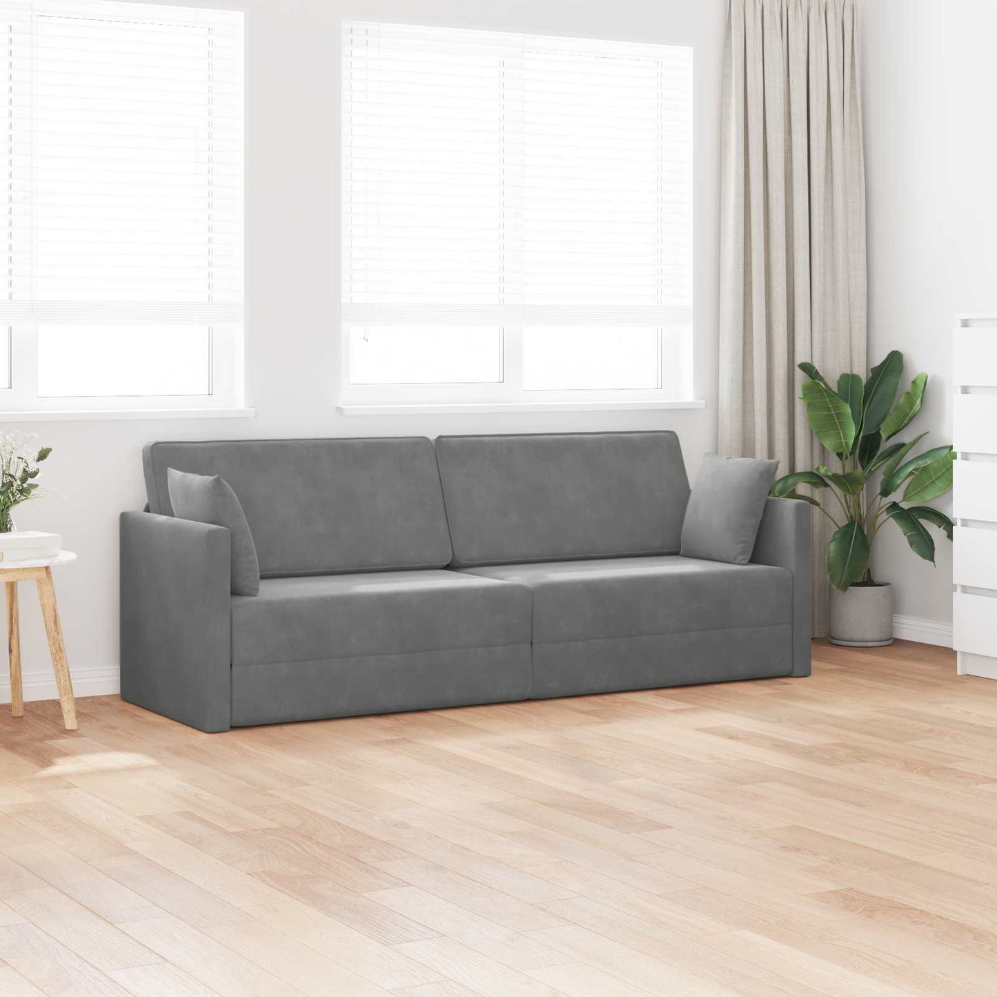 Divano-letto da pavimento Grigio scuro 213 x 70 x 77 cm Velluto