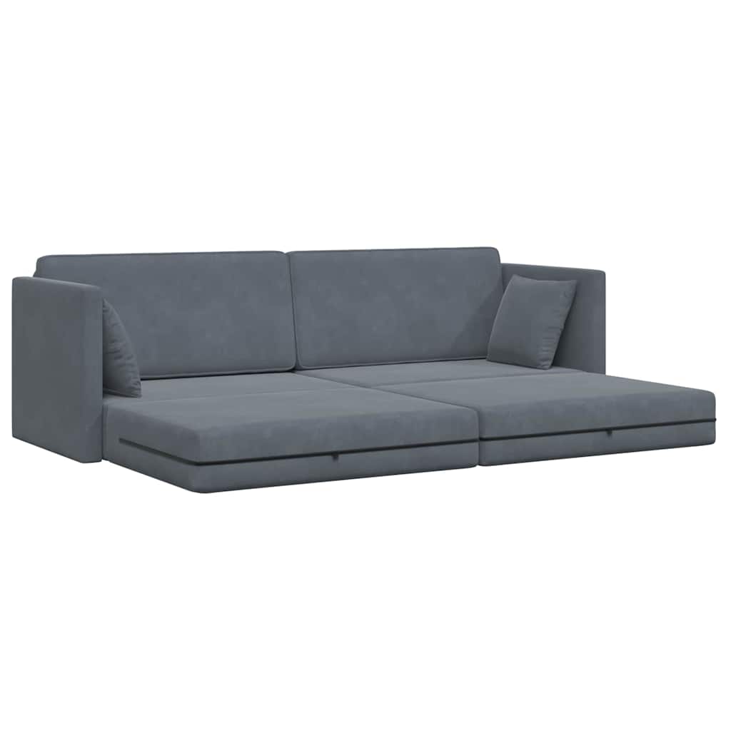 Divano letto Grigio scuro 213 x 70 x 77 cm Velluto - homemem39