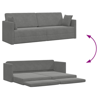 Divano-letto da pavimento Grigio scuro 213 x 70 x 77 cm Velluto | homemem39