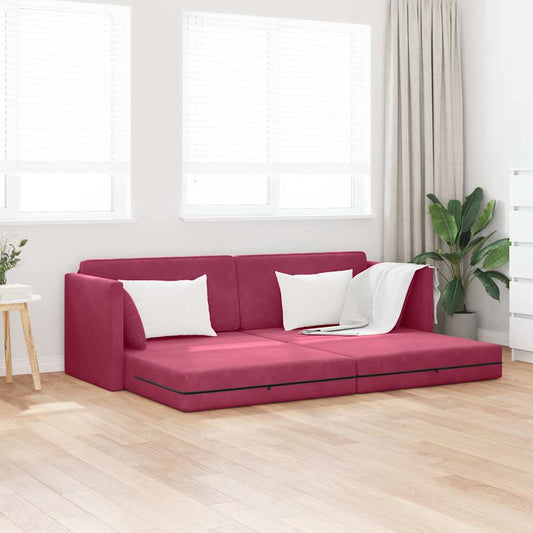 Divano-letto da pavimento 200cm Rosso Vino Velluto