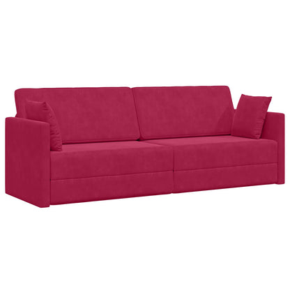 Divano-letto da pavimento Rosso Vino 213 x 70 x 77 cm Velluto