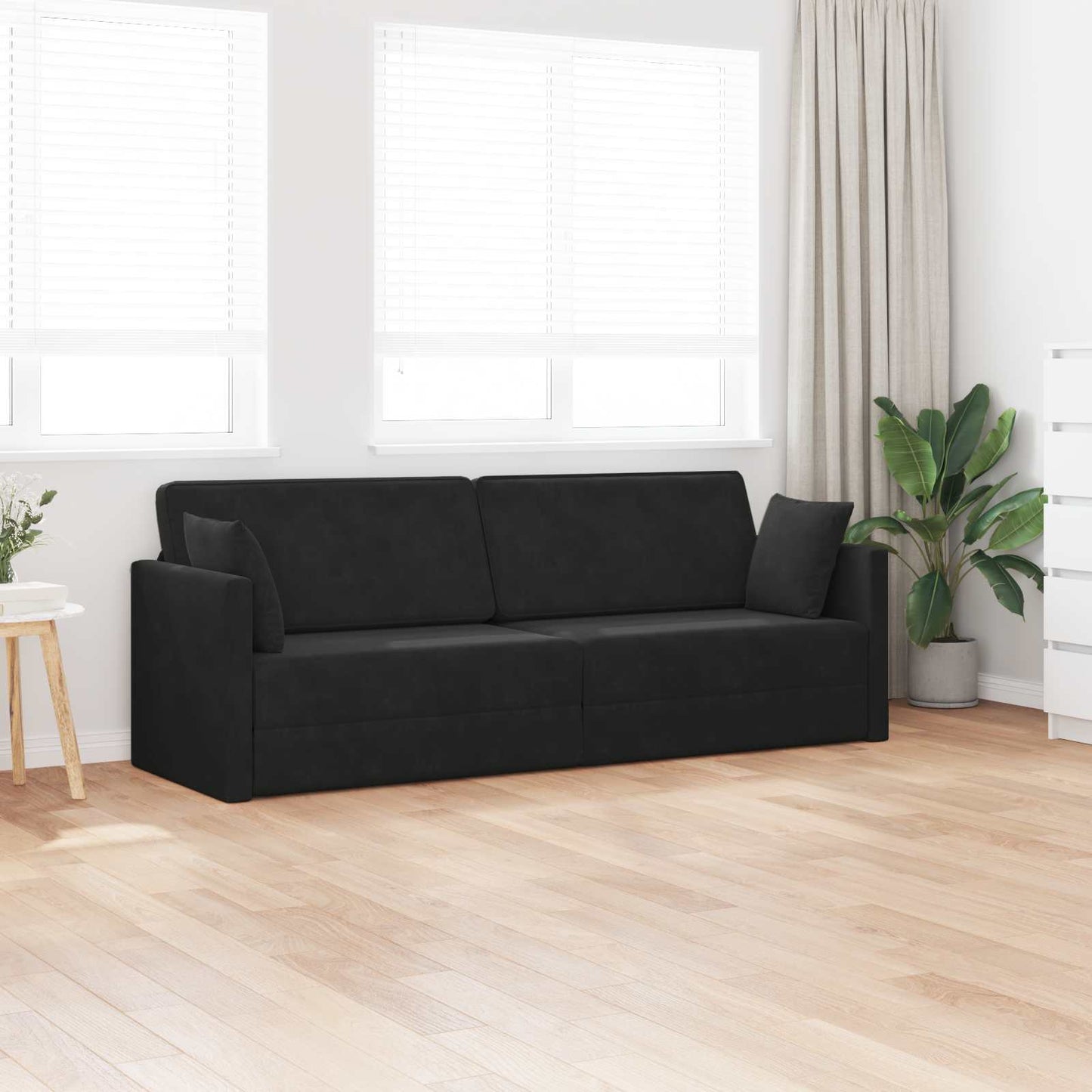 Divano-letto da pavimento Nero 213 x 70 x 77 cm Velluto