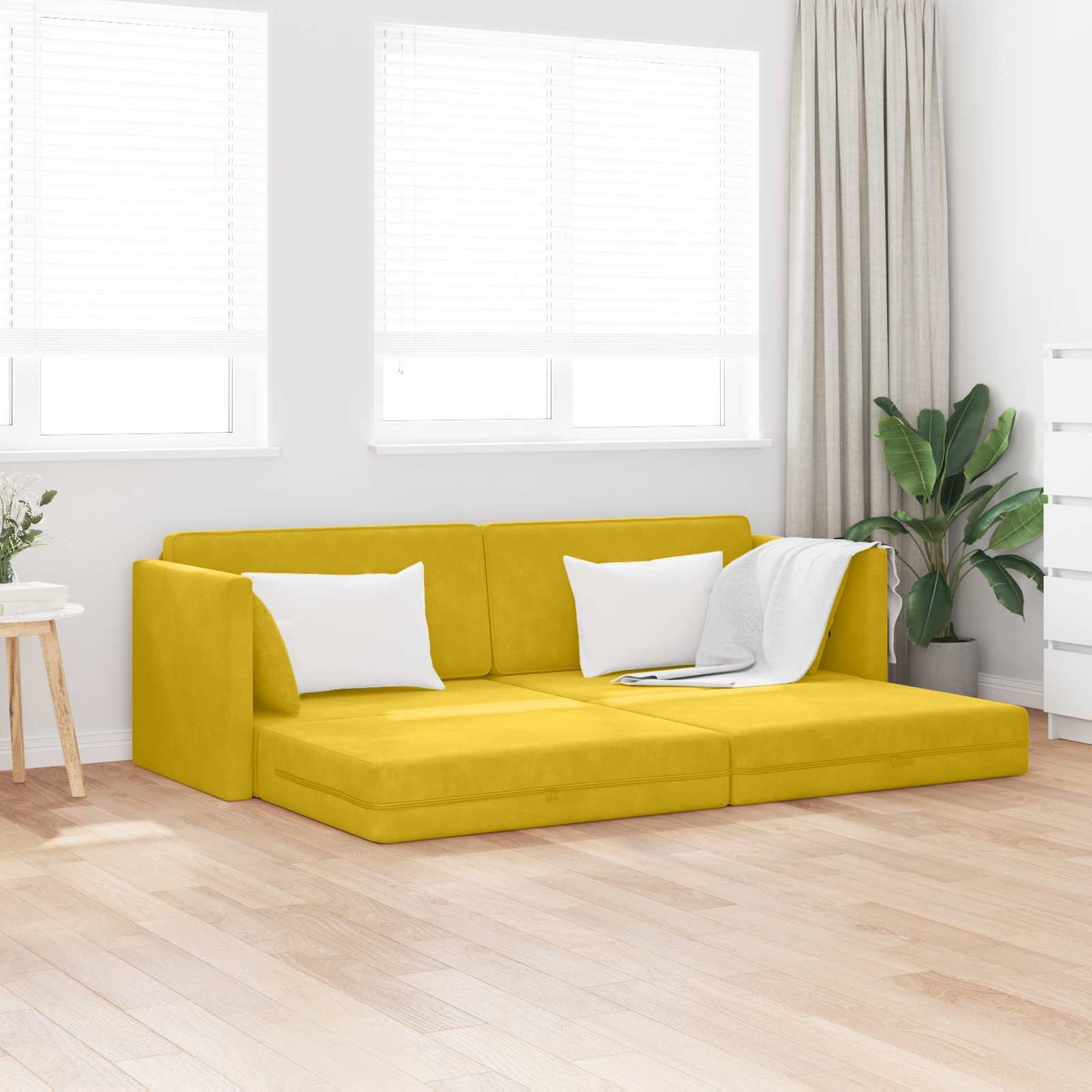 Divano-letto da pavimento Giallo 213 x 70 x 77 cm Velluto
