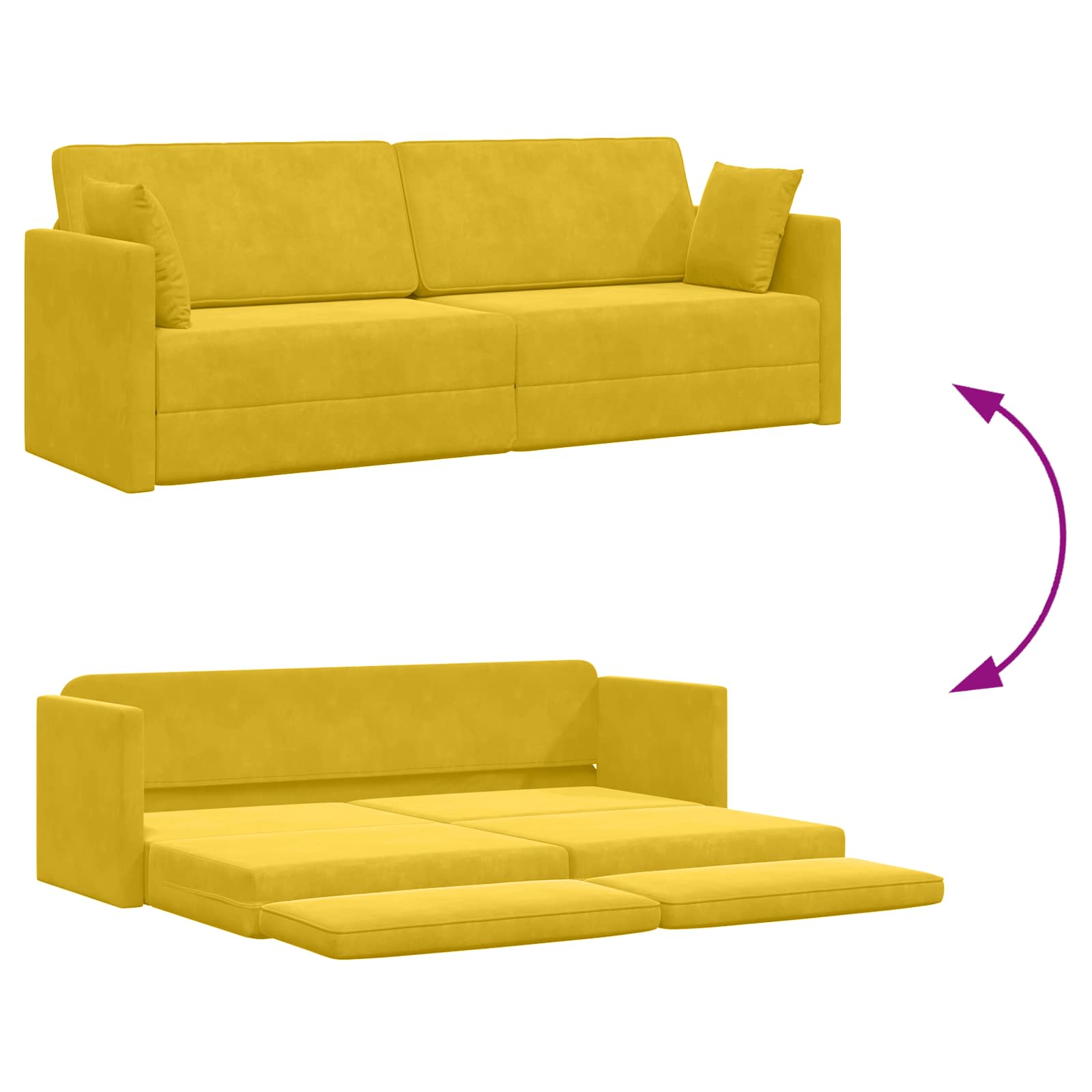 Divano-letto da pavimento Giallo 213 x 70 x 77 cm Velluto | homemem39