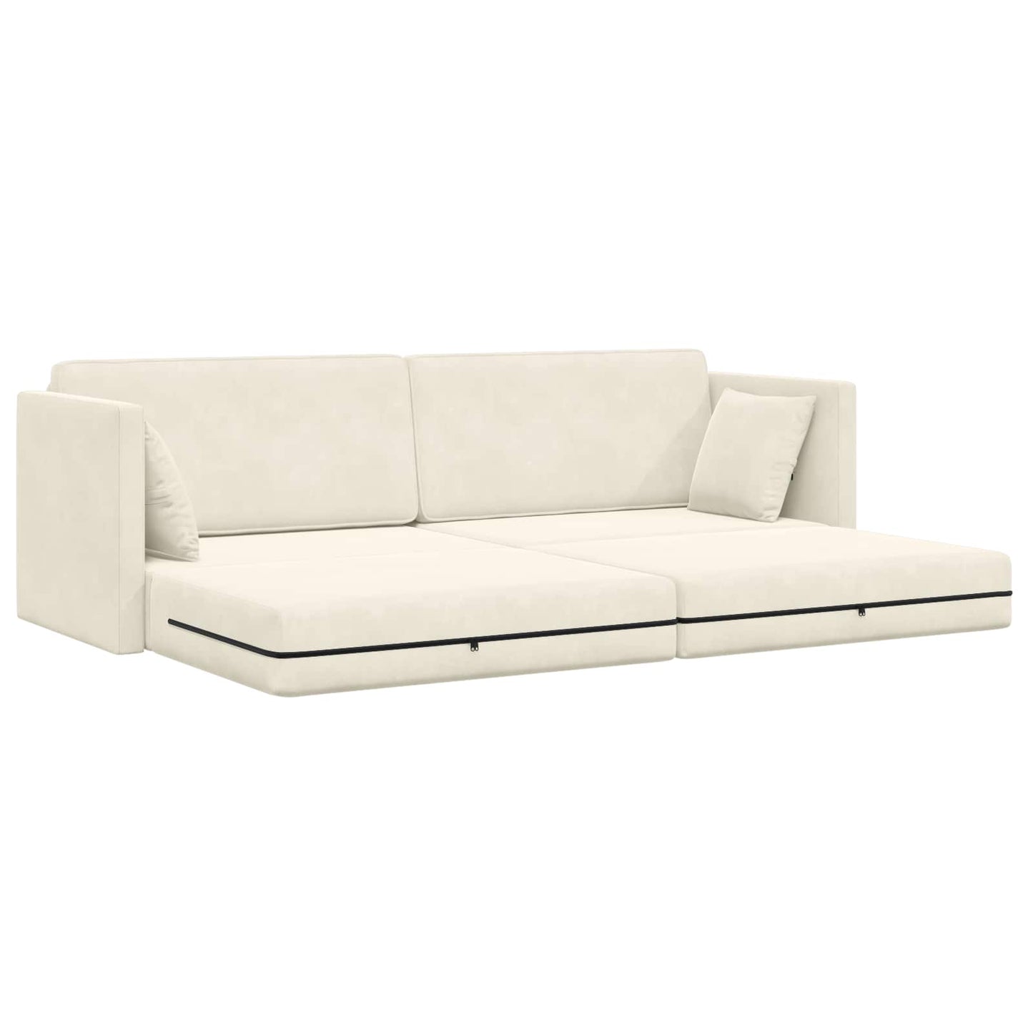 Divano-letto da pavimento Crema 213 x 70 x 77 cm Velluto | homemem39