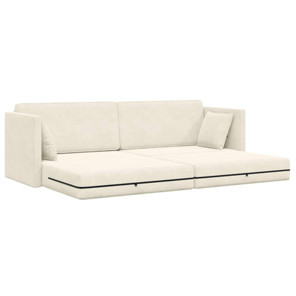 Divano-letto da pavimento Crema 213 x 70 x 77 cm Velluto | homemem39