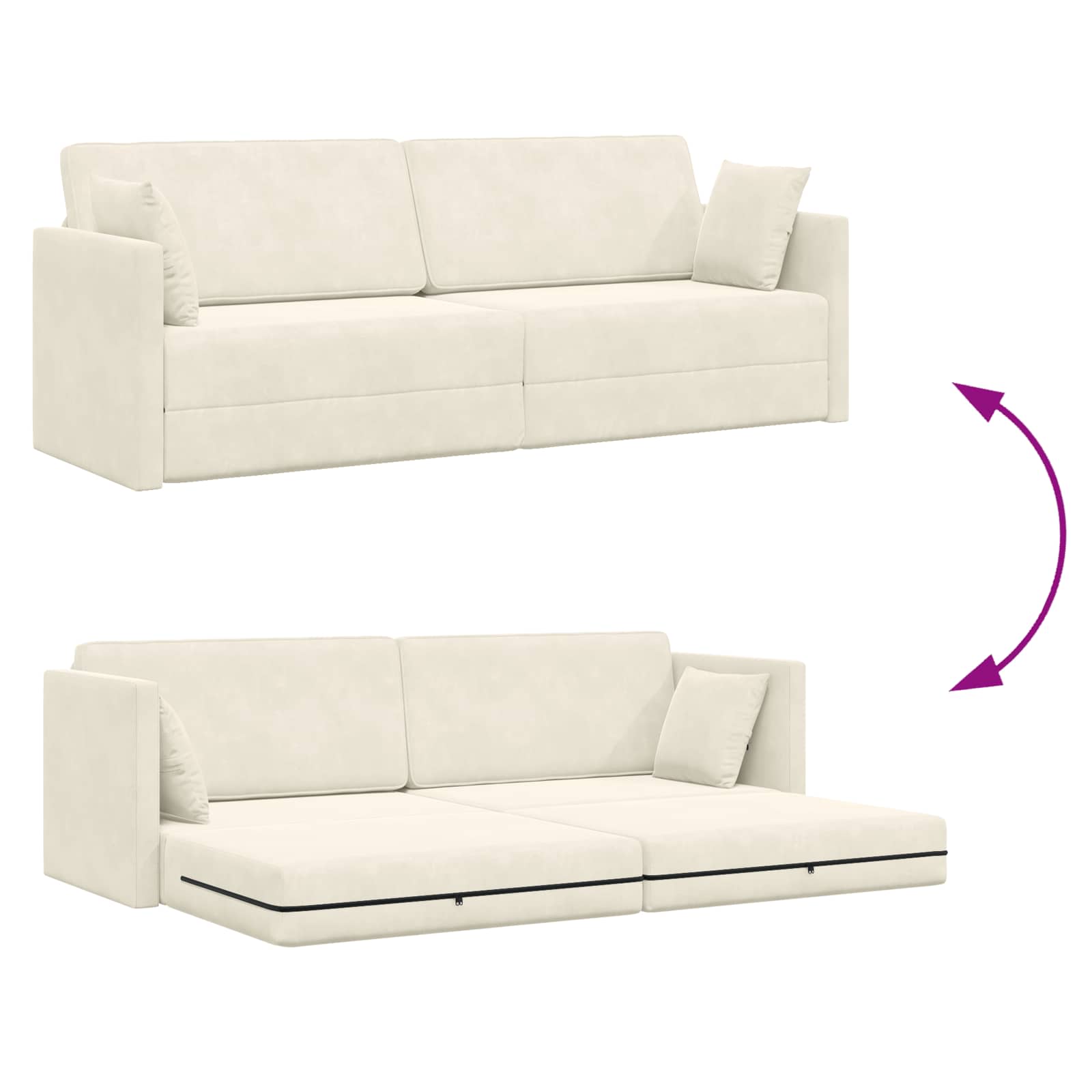 Divano-letto da pavimento Crema 213 x 70 x 77 cm Velluto | homemem39