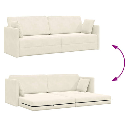 Divano-letto da pavimento Crema 213 x 70 x 77 cm Velluto | homemem39