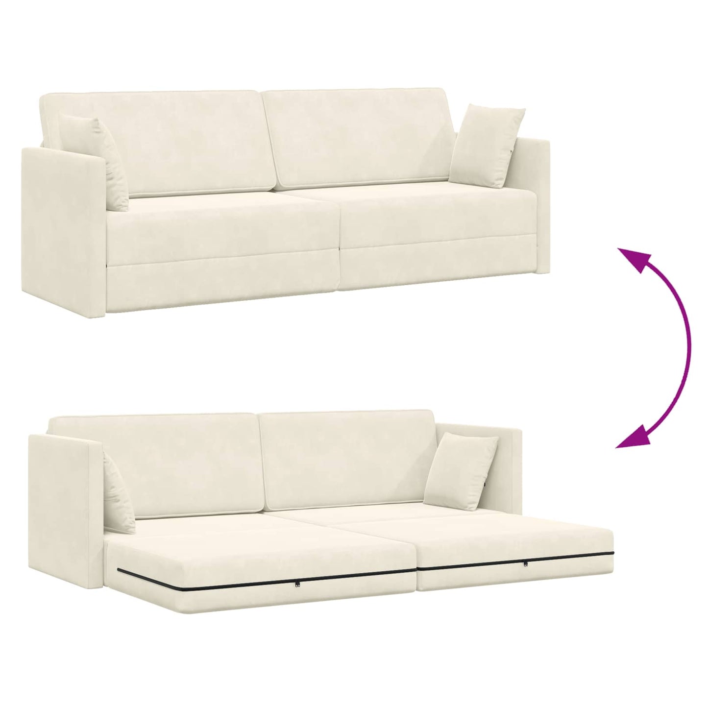 Divano-letto da pavimento Crema 213 x 70 x 77 cm Velluto
