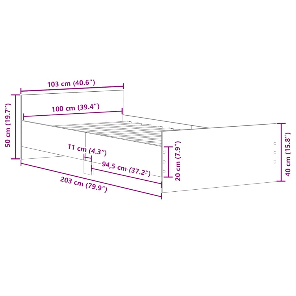 Giroletto senza Materasso Rovere Artigianale 100x200cm | homemem39