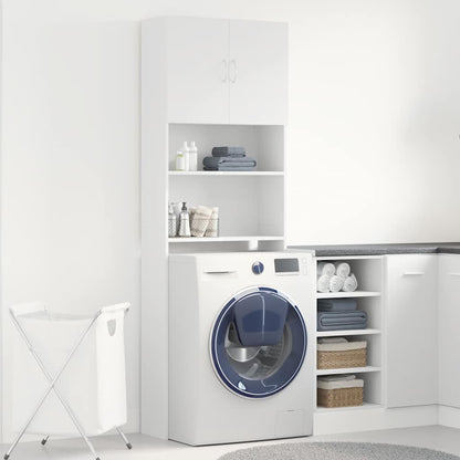 Mobile Lavatrice Bianco 64x24x190 cm in Legno Multistrato | homemem39