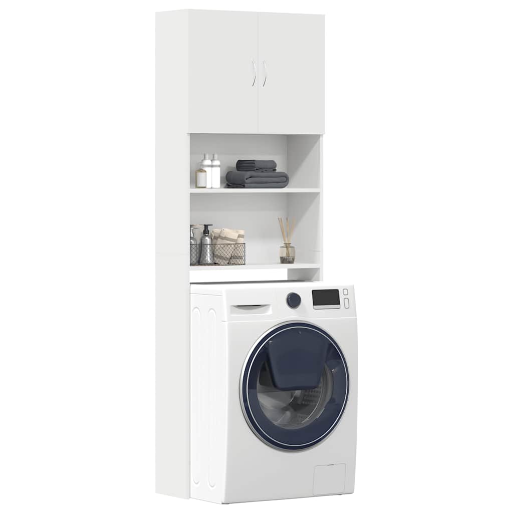 Mobile Lavatrice Bianco 64x24x190 cm in Legno Multistrato | homemem39