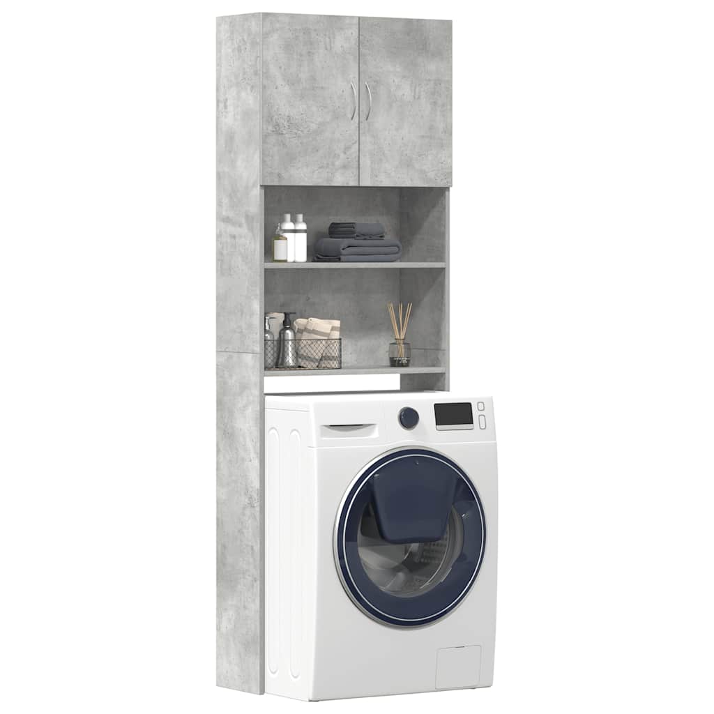 Mobile Lavatrice Grigio Cemento 64x24x190 cm Legno Multistrato | homemem39
