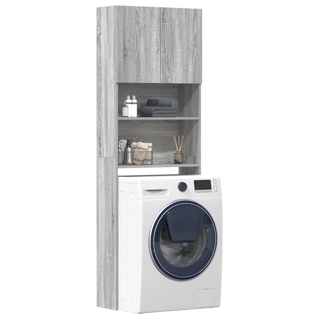 Mobile Lavatrice Grigio Sonoma 64x24x190 cm Legno Multistrato | homemem39