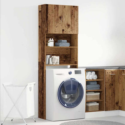 Mobile Lavatrice Legno Antico 64x24x190 cm in Legno Multistrato | homemem39