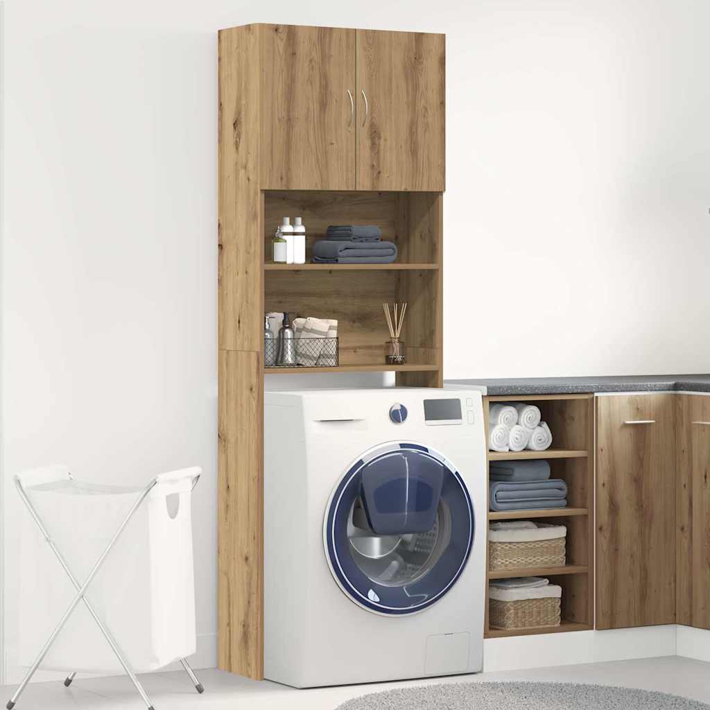 Mobile Lavatrice Rovere Artigianale 64x24x190 cm in Truciolato | homemem39