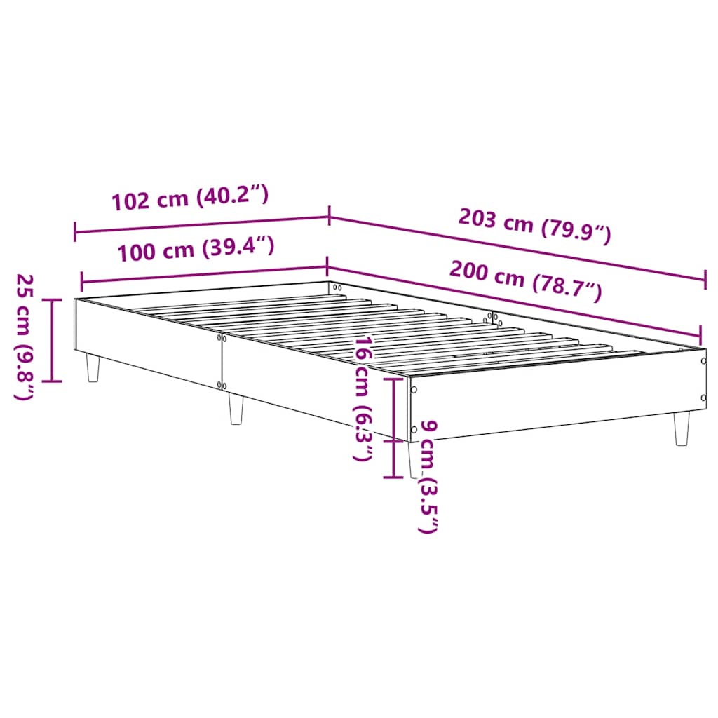 Giroletto senza Materasso Grigio Cemento 100x200 cm Truciolato
