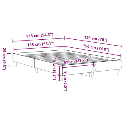 Giroletto senza Materasso Rovere Fumo 135x190 cm in Truciolato