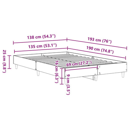 Giroletto senza Materasso Legno Antico 135x190 cm in Truciolato | homemem39