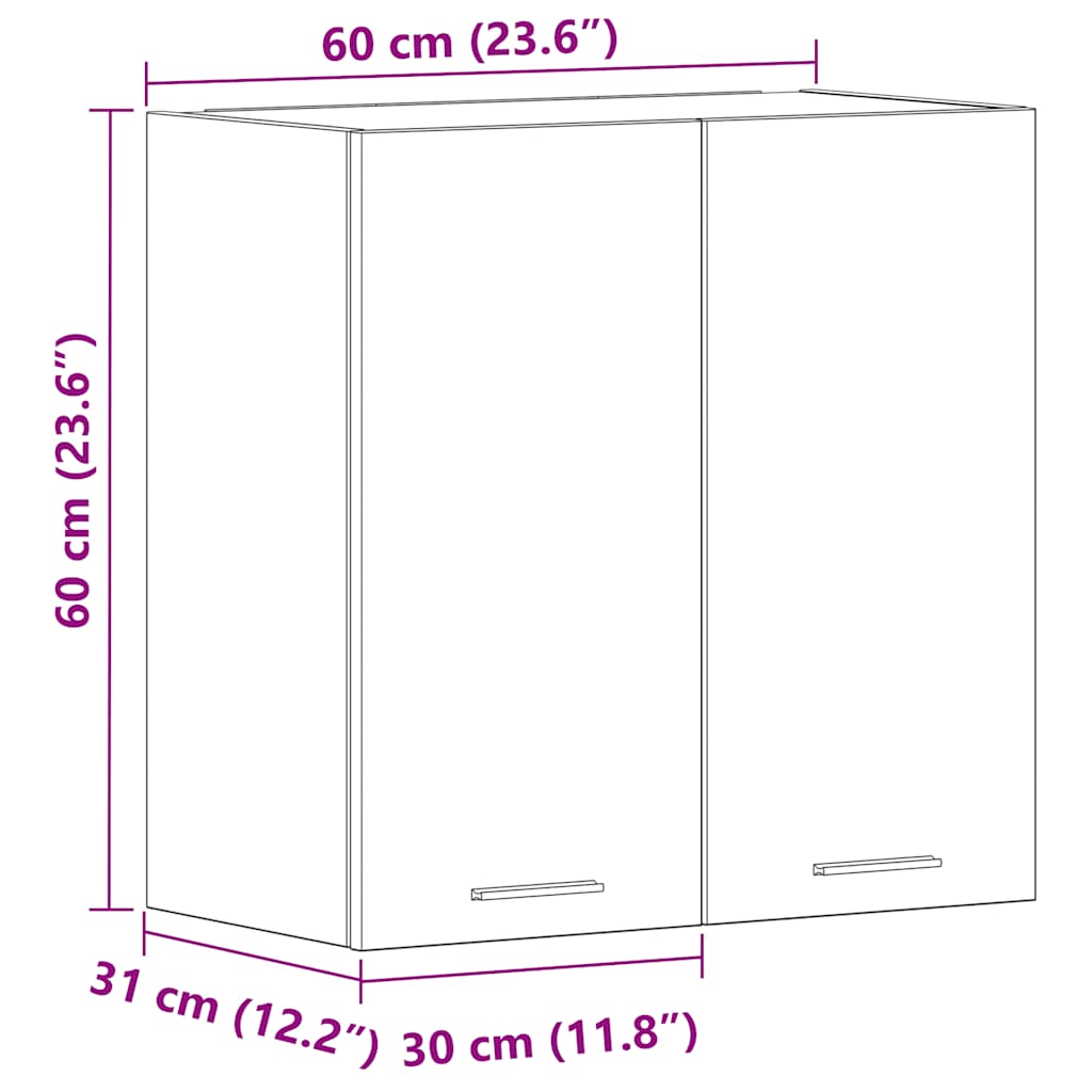 Pensile da Cucina “Lyon” Legno Antico 60x31x60 cm