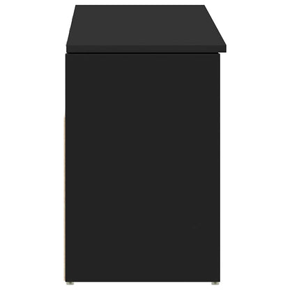 Panca Porta Scarpe Nera 102x30,5x45 cm in Legno Multistrato - homemem39