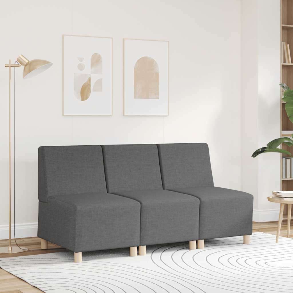 Divano componibile senza braccioli grigio scuro 55cm in tessuto